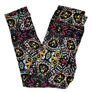 LuLaRoe Leggings Tribal Kids Girl Geo Black Red Yellow Aztec Multicolor New S/M